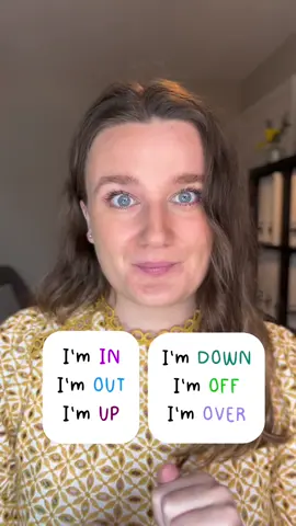 Save this video for later so you don’t forget! 🔥  These prepositions like up, out, down, over are very confusing but also very important to learn as they completely change the meaning of the sentence in English!  #englishgrammar #grammarlesson #learnenglishonline #prepositions #english #aprenderingles #learnenglish 