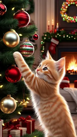 Kittens, Christmas terror 🌲🐱🌲#kittens #christmas #animal #snow 