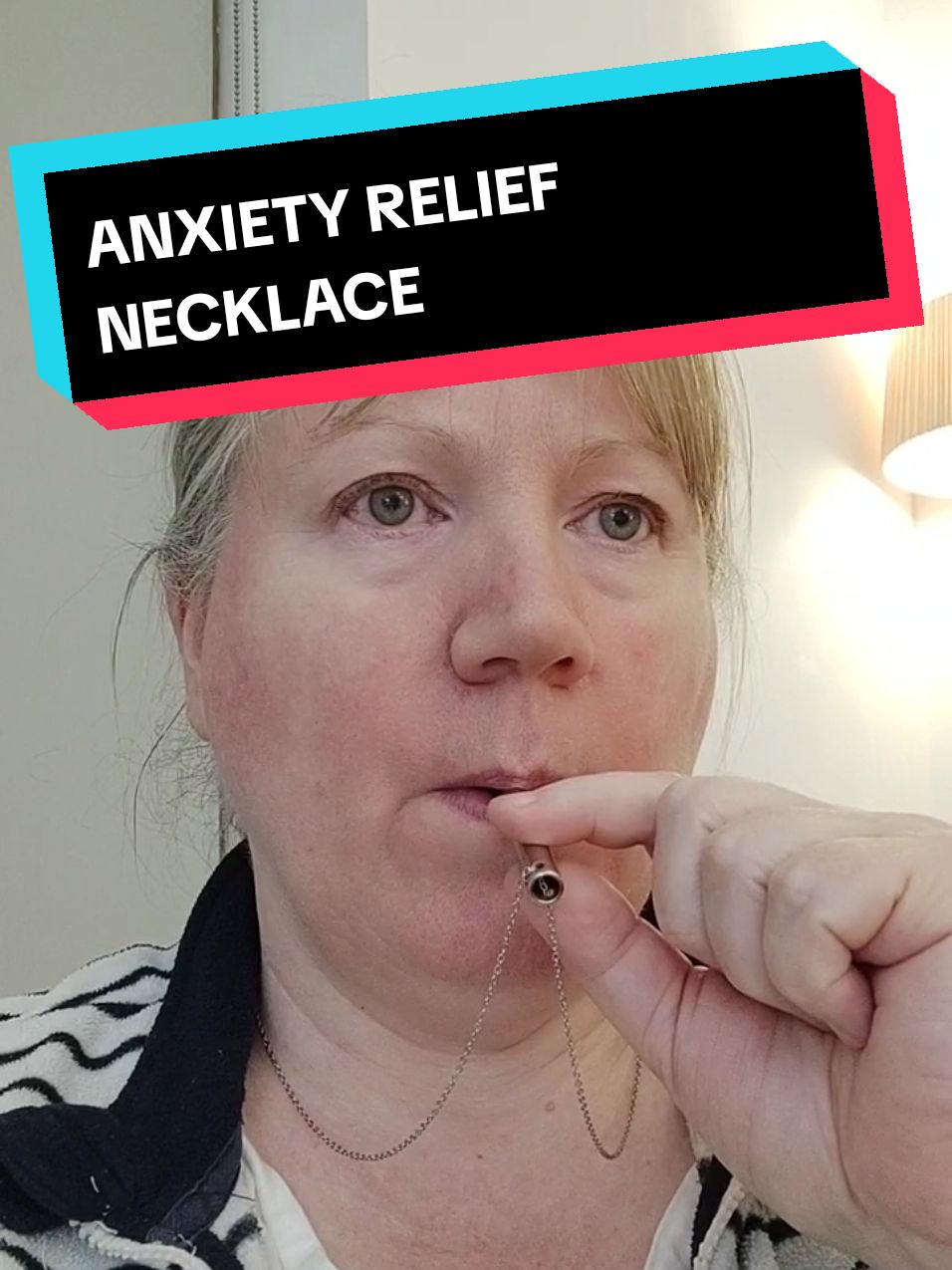Anxiety relief necklace🙏🏻❤️ Instructions for use: STEP 1: Start by taking a long deep breath by engaging your stomach and diaphragm. Hold breath for 5 seconds. STEP 2: Fully exhale to empty out the lungs. The breathing necklace is designed with the perfect resistance to slow down your exhale. STEP 3: Repeat for at least 5 breaths, s shifting your focus to each exhale. You will feel more grounded and relaxed throughout. #anxiety #necklace #anxietyrelief #anxietydisorder #anxietysquad #TikTokShop 