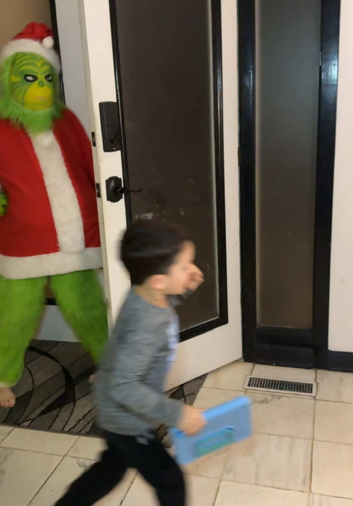He gone. 💀 That middle child don’t care about nobody else. He locked himself in there & wouldn’t come out!🤣🤣 #grinch #funnyvideo #scary #kidsoftiktok #fyp #Siblings 