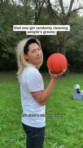LET’S CLEAN A RANDOM GRAVE 🧽🫧 @Freda Ngo #comedy #parody #satire #pov #fyp 