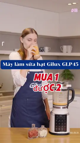 Máy làm sữa hạt Gilux GLP45 với 15 chức năng ưu Việt,xay nấu sữa không cần rây lọc,không cần ngâm hạt,không cần chà vỏ...Thành phẩm sữa sánh mịn,thơm ngon chất lượng !