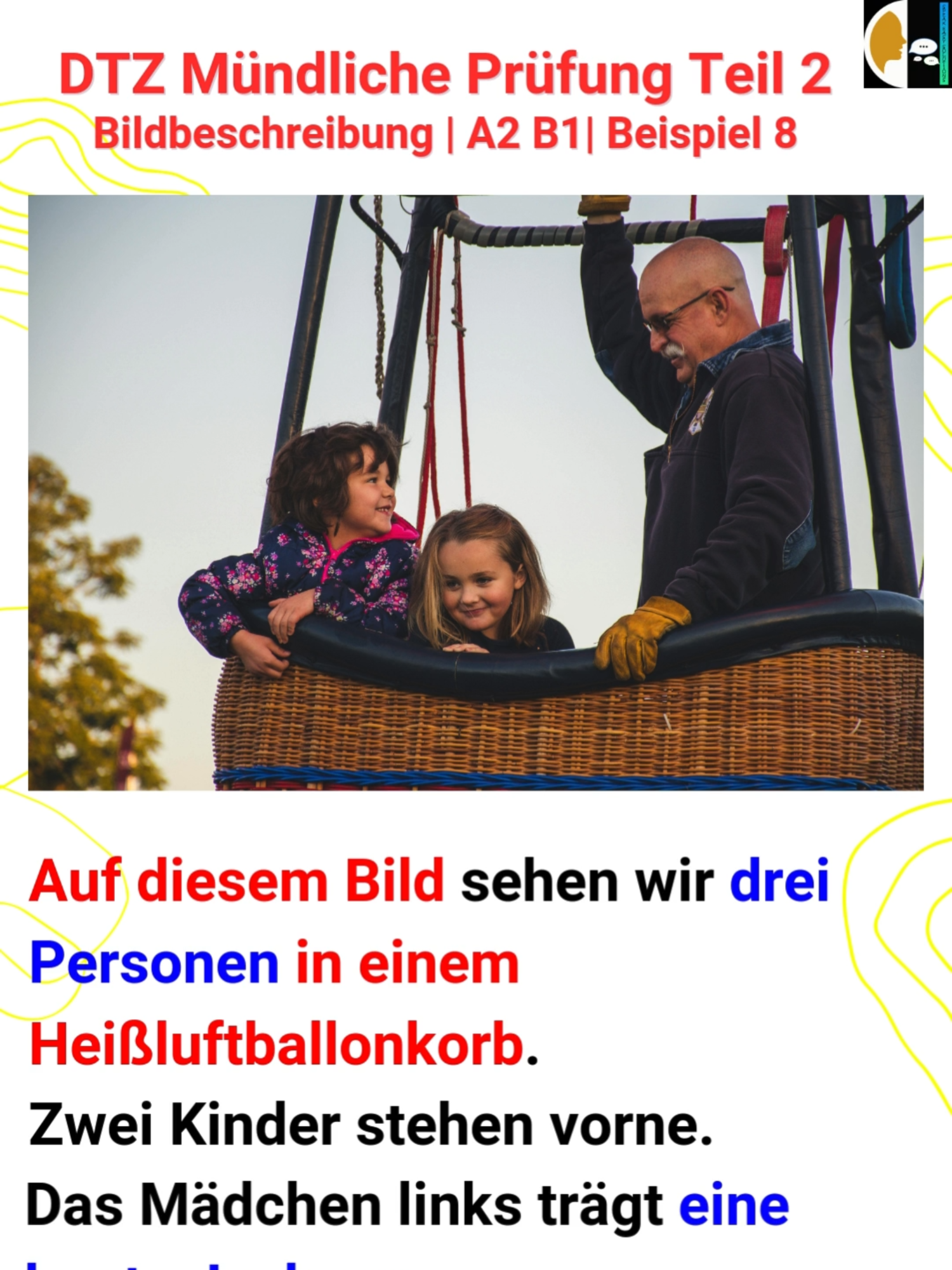 DTZ Mündliche Prüfung Teil 2 | Bildbeschreibung | A2 B1 | Beispiel 8 #learngerman #learngermanfast #learngermanonline #deutschlernen #DTZ #dtzprüfung #germanlearningsongs #learndeutche #learning #germanverbs #onlinelearning #mündlicheprüfung #bildbeschreibung