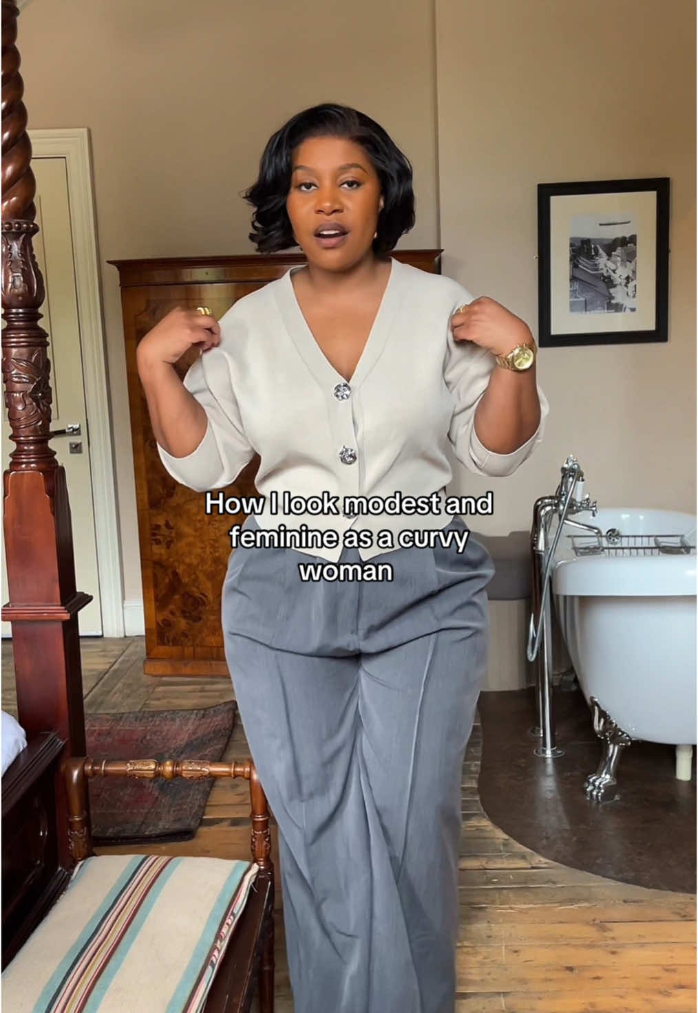 Make clothes look like they were made for you #femininestyle #modestoutfits #curvymodestoutfits #feminineoutfits #howtolookexpensive #modestfashion #feminineblackwomen #curvyoutfits #femininewomen #blackfemininity #blackgirlluxury #curvyfashion  #curvystyle #curvywoman 