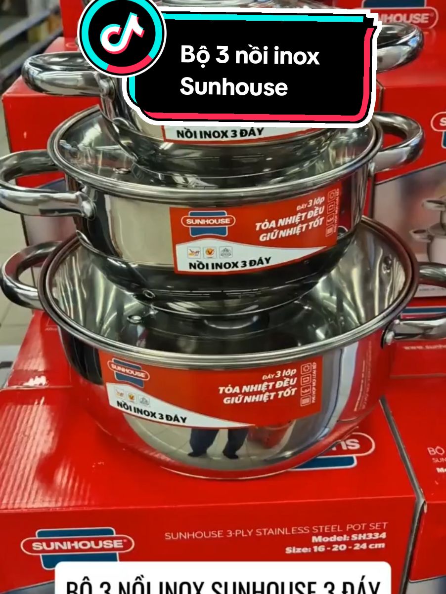 Bộ 3 nồi Sunhouse 3 đáy chính hãng #xuhuong #viral #trending #bonoiinox #bonoiinox3daysunhouse #noiinox #bonoisunhouse #noiinoxcaocap 