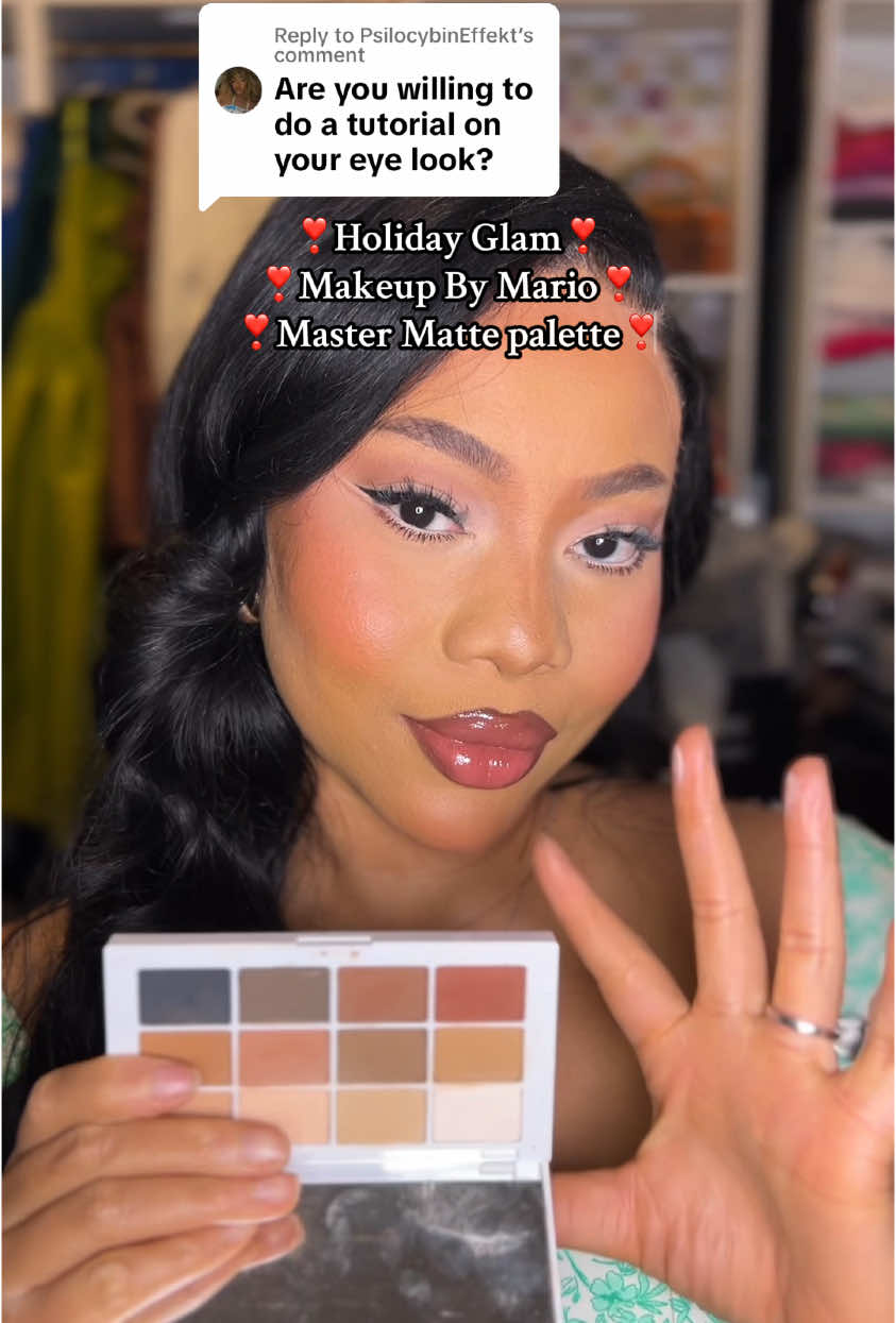 Replying to @PsilocybinEffekt  Absolutely! Here’s a quick holiday glam using the @makeupbymario master matte’s palette. Hope you like it, babe🩷  #blackgirlmakeup #holidaymakeup #beauty #makeuphacks #makeupbymario #makeuptutorial 