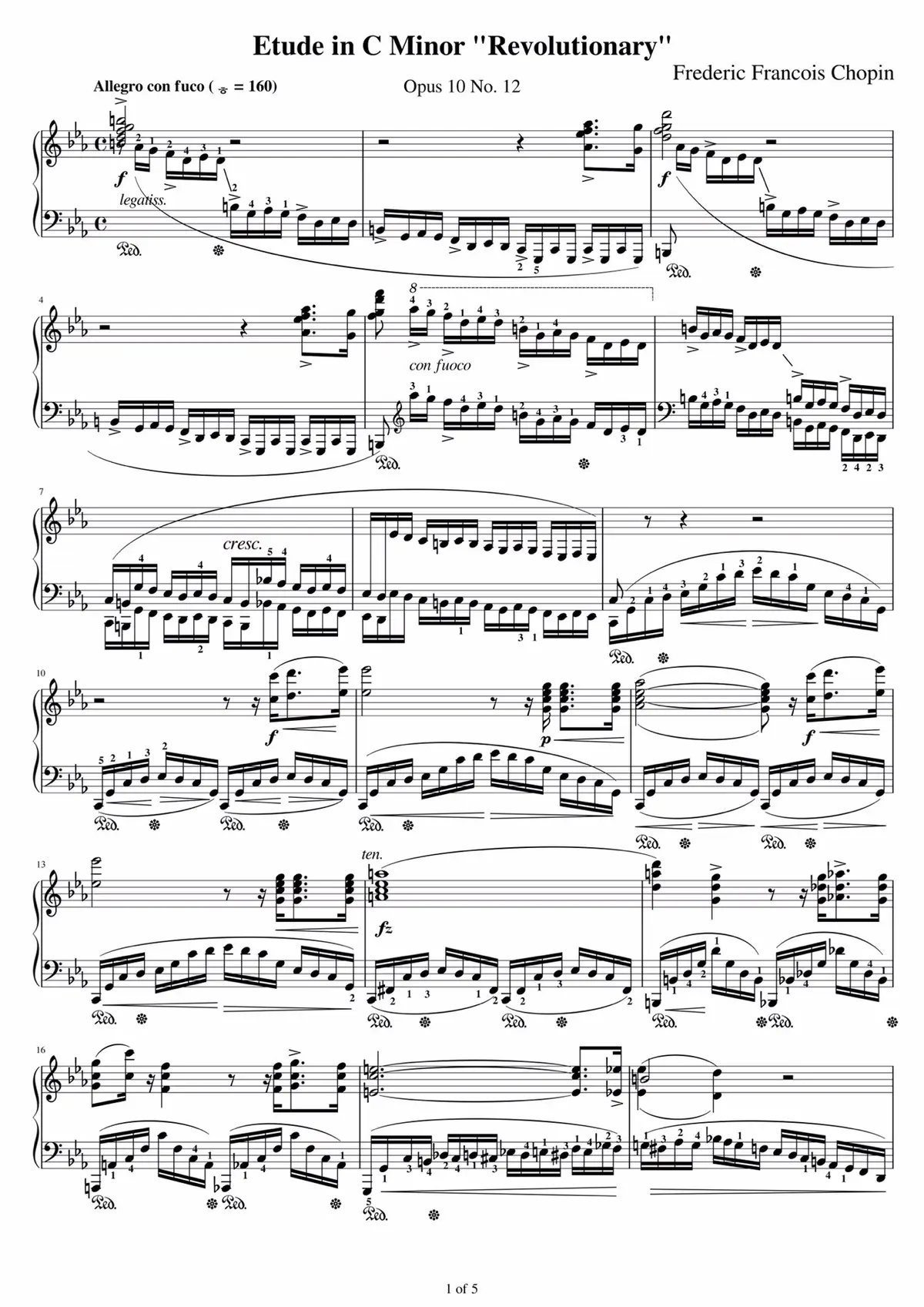 Chopin - Etude Op.10 No.12 in C minor revolutionary #sheetpiano 