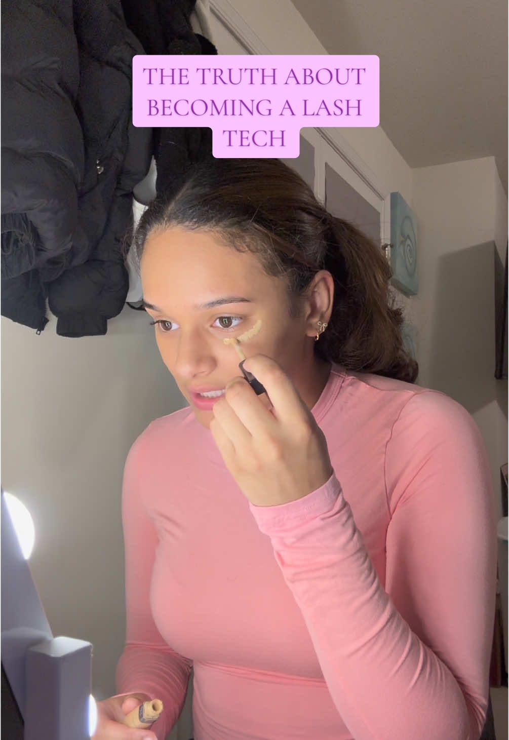 Come and get ready with me as I talk about the reality of becoming a beauty technican 🩷 #lashtech #affirmationsdaily #motivational #smallbusinessowner #grwmmakeup #collegestudent #jmudukes 