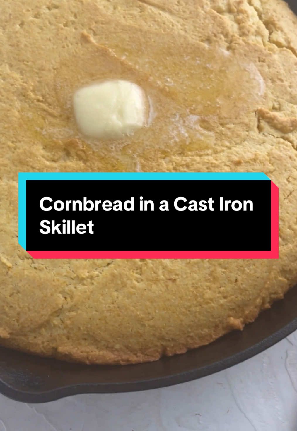Sweet Honey Cornbread in a Cast Iron Skillet #cornbread #cornbreadrecipe #castironskillet #baking #bakingrecipe #sidedish #sidedishrecipe #sidedishideas #bakingtiktok 