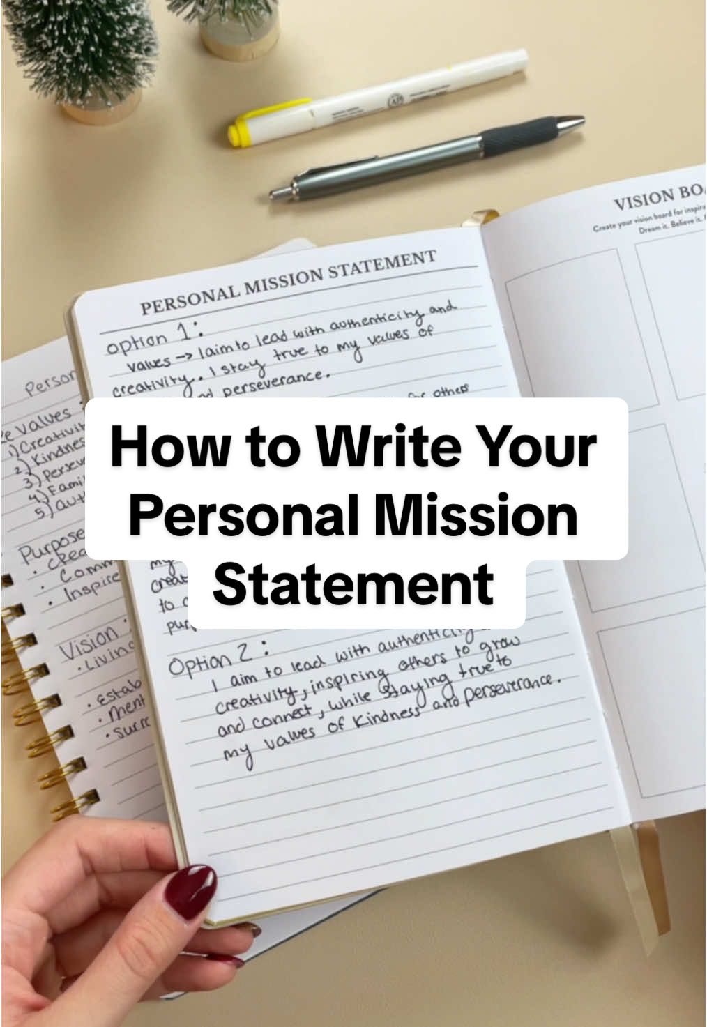 Wondering how to write your own personal mission statement? Start by completing Define Myself and Define Deeper to clarify your core values, purpose, and vision. Once you’ve identified key themes, grab a notebook and transfer your top insights—pay attention to standout words and overlapping ideas. When you’re ready to write your mission statement, you have two options: 1. Create separate statements for your values, purpose, and mission, allowing each to stand on its own.  2. Combine everything into a single, all-encompassing statement. This option condenses your values, purpose, and mission into a few concise and meaningful sentences. Choose the approach that resonates most with you! #tiktokshopblackfridaysale #giftideas #christmas  #plannertok #authenthicself #goalsetting #budgetfriendly 