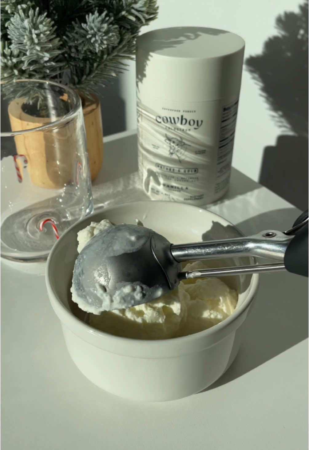 Peppermint vanilla cowboy ice cream #cowboycolostrum #vanillaicecream #holiday #festiveseason #candycane #recipies 