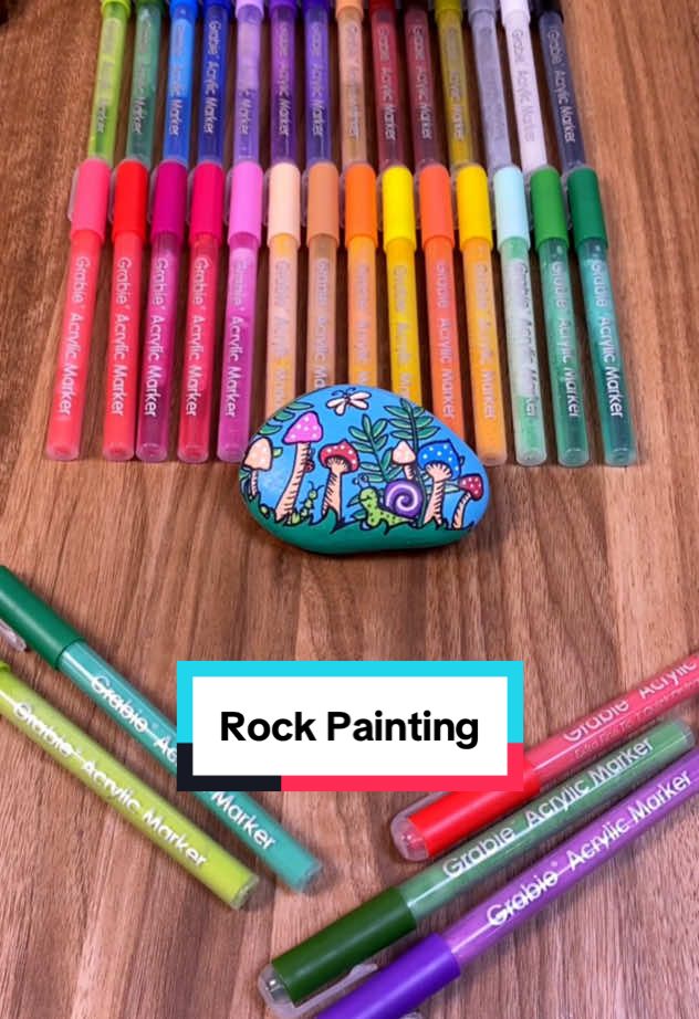 ❤️Rock painting:easy with our fine tip acrylic markers #grabie #letsgrabie #fyp #satisfyingvideo #arttok #coloring #craft 