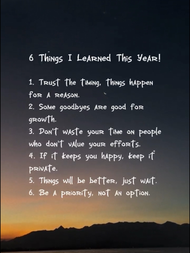6 Things I Learned This Year! #CapCut #dailyreminder #life #reminder #faderangadods #foryoupage #zyxcba #tiktok #foryou #fypシ #fyp 