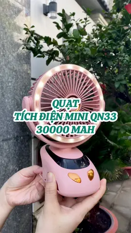 Quạt kẹp tích điện mini nhỏ gọn QN33 30000 mah, Pin trâu, có đèn ngủ và phần trăm pin #quattichdien #quatmini #quatqn33 #muataitiktokshop #shoputni 