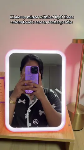 Make up mirror with led light three colors touch screen rechargeable #makeupmirror #makeupmirrorwithlights #rechargeablemakeupmirror #makeupmirrors 