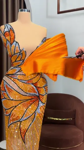Crafted to perfection – where glamour meets artistry! 🧡 #blinifashionhouse #dresses #dresstoimpress #dresscode #couture #couturetiktok #workofart #drapingtechnique #drapingdesigns 