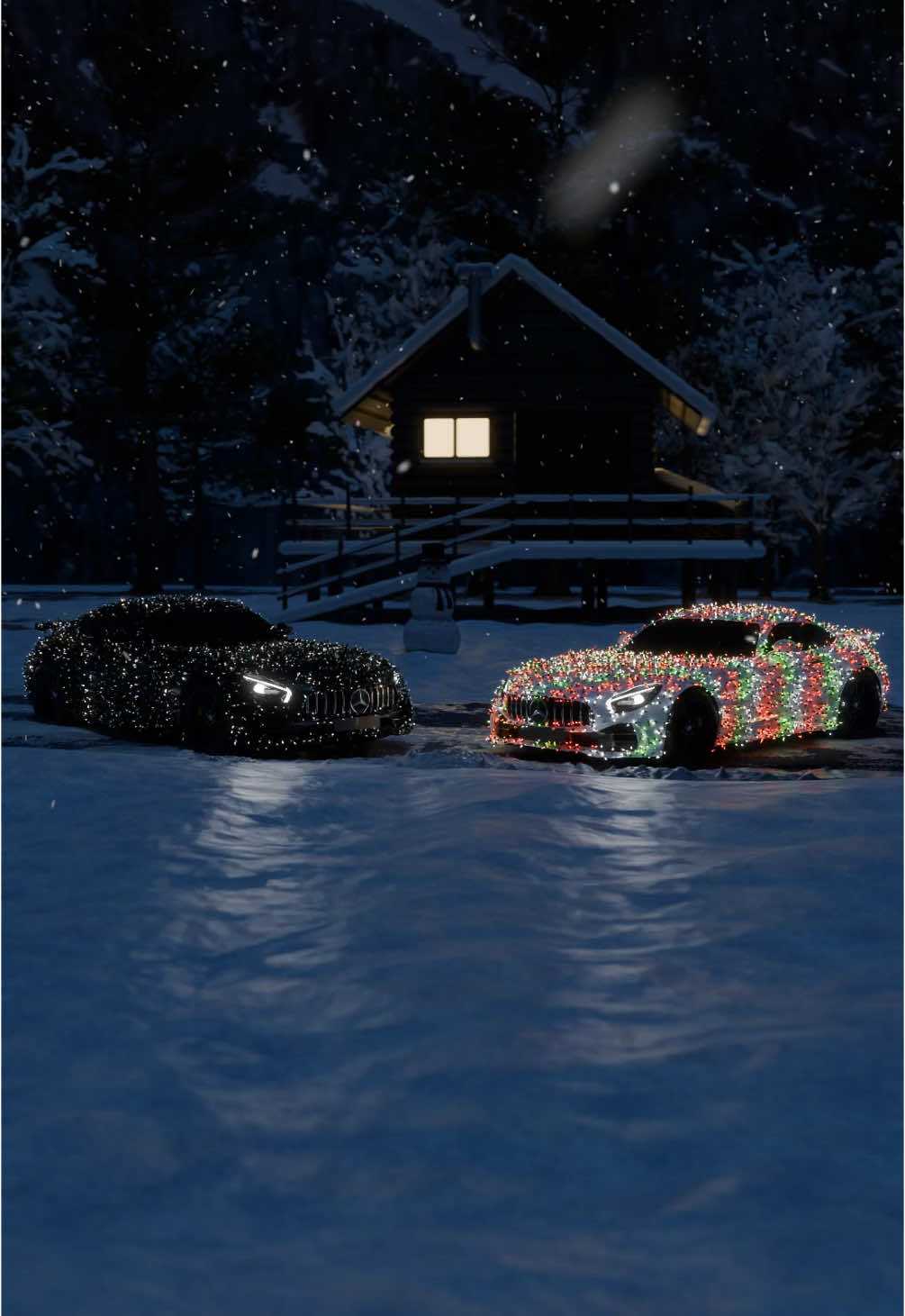 Merry Mercedes 🎄 This video was designed in Blender. I make realistic 3D renders.  #fyp #render #cars #amg amggtr #car #mercedesbenz #mercedes #christmas #carsofinstagram