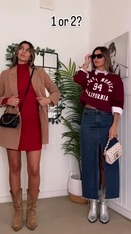 1 or 2? Hoy con tonos rojos 😍  Me encanta llevar tonos rojos en las prendas en Navidades y hoy he optado por dos outfis con estos tonos, en un vestido y un suéter ✨ cuál les gusta más?  #ootdfashion #OOTD #ootdstyle #explore #parati #fashionaddict #modafashion #wearingtoday #ootddaily #explorepage #inditex #mystylediary #styleinspiration #christmasoutfit #style #casualoutfis #fashionstyle #ootdfash #reelsinstagram 