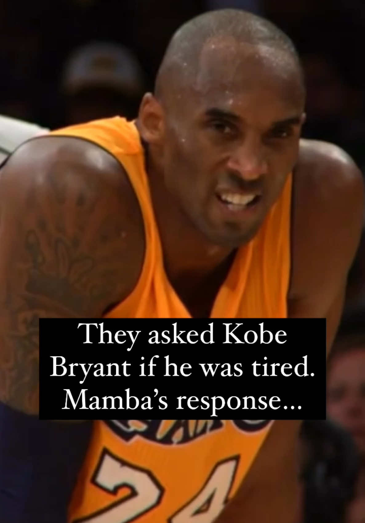 They asked Kobe Bryant if he was tired. Mamba’s response was legendary. 🐍 #mambamentalityforever #kobequotes #kobebryantmotivation #differentanimalsamebeast #lakerslegend