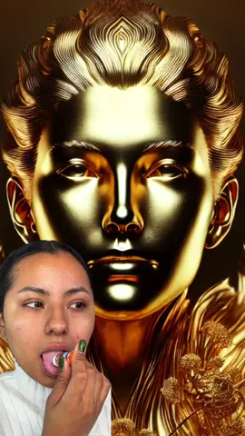 GOLD METALLIC SKIN MAKEUP⚜️😳 #michmoon #maquillaje #metal #metalica #oro #dorado #robot #makeup 