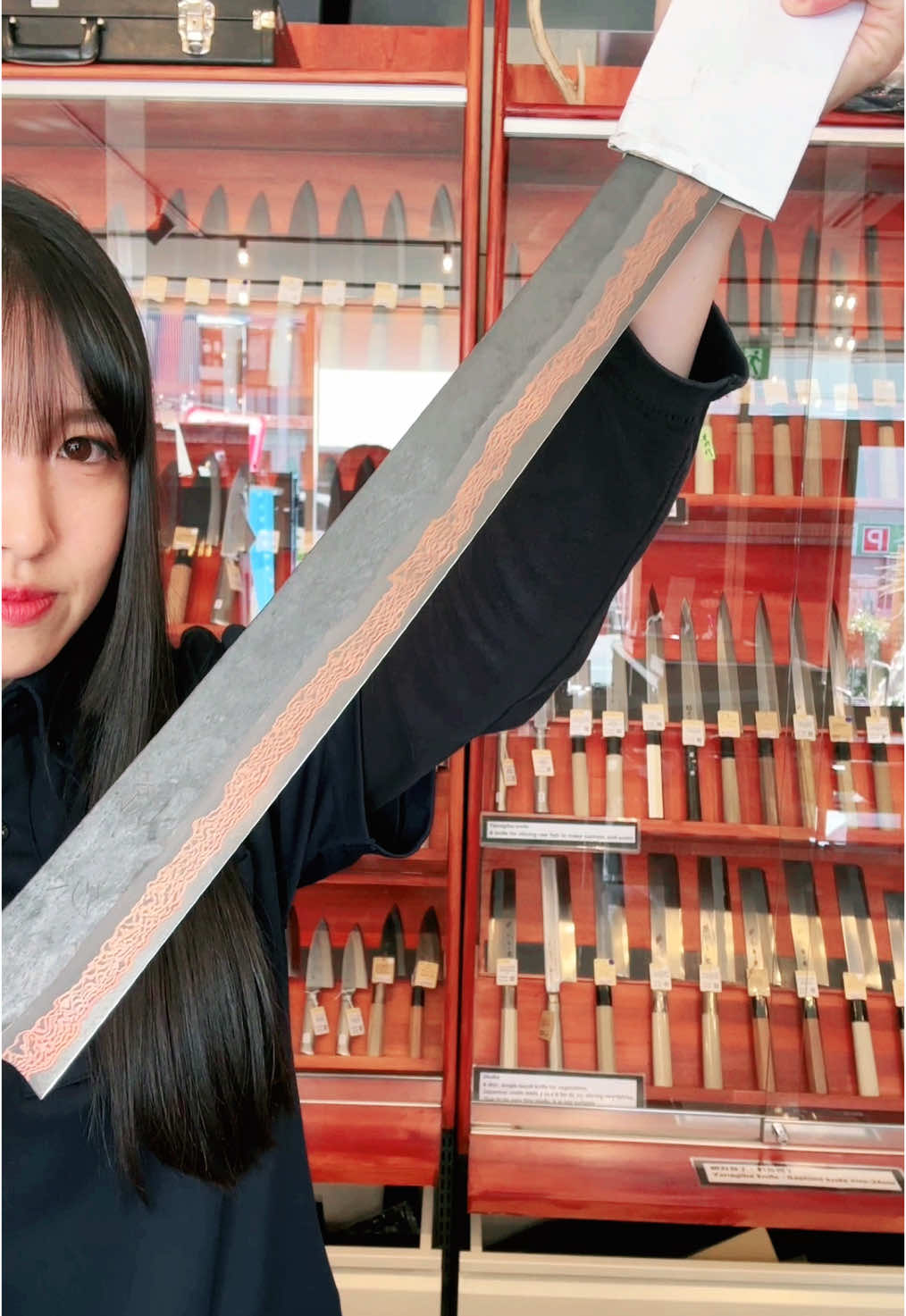 Hatsukokoro yorokobi SLD Damascus Sakimaru sujihiki ebony wood 45cm  初心　ヨロコビ　SLDダマスカス　先丸筋引　黒檀柄 45cm #miuraknives #nagoya #osu #knife #miuraknives #cooking #slicer #damascus #ebonywood #hatsukokoro #三浦刃物店 #名古屋 #大須 #筋引 #ダマスカス #初心