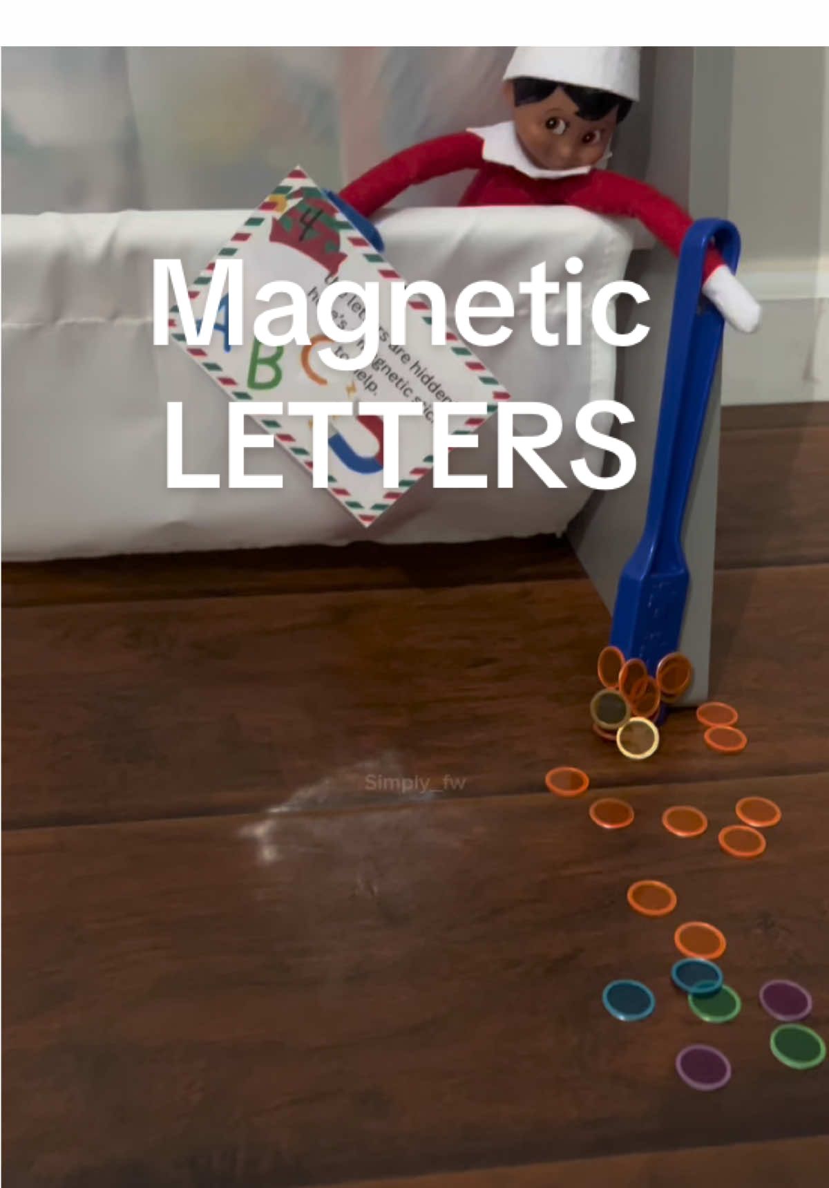 The boys really enjoyed this one. 🧲  . . The bingo chips and magnet stick are 🔗 in my Amazon storefront under sensory play must haves . . SAVE & follow me for more ideas all December long!🎄🎅🏾❤️ #christmas #elfontheshelf #elfontheshelfideas #elfonashelf #kidschristmas #motherhood #parentinghacks #momhack #elfideas #christmaswithkids
