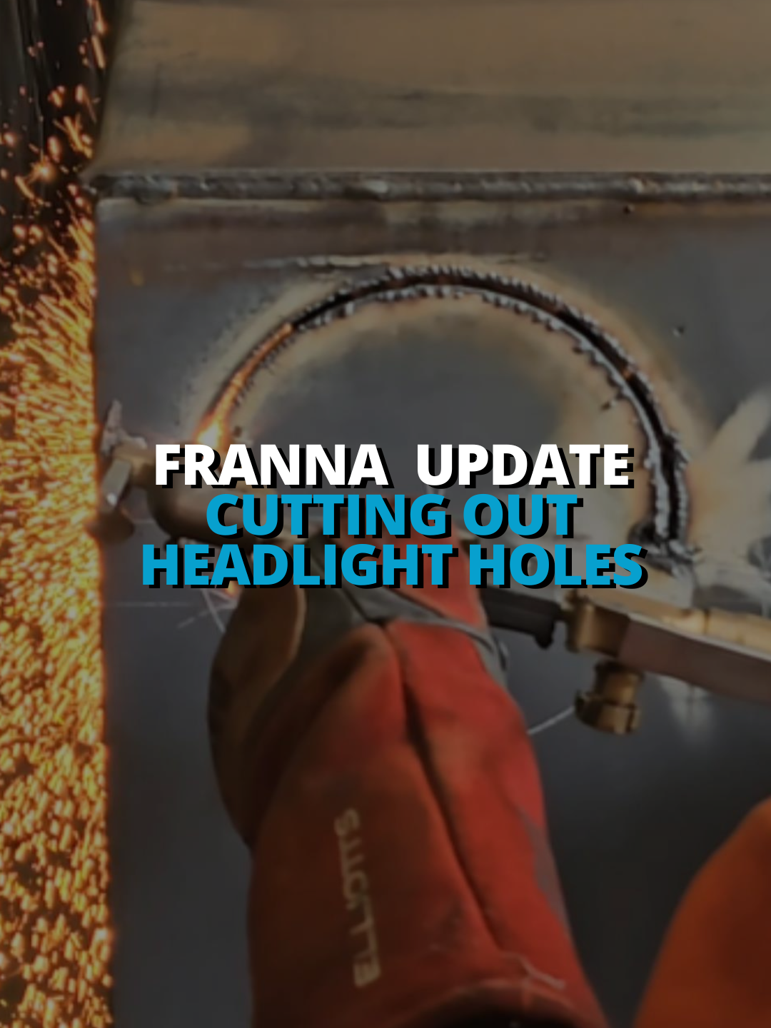Watch Kurtis cut out the clearance holes for the headlights using his oxy-acetylene torch! #machinist #franna #cuttingedgeengineering #welding #fabricationshop #engineering #machinisttiktok