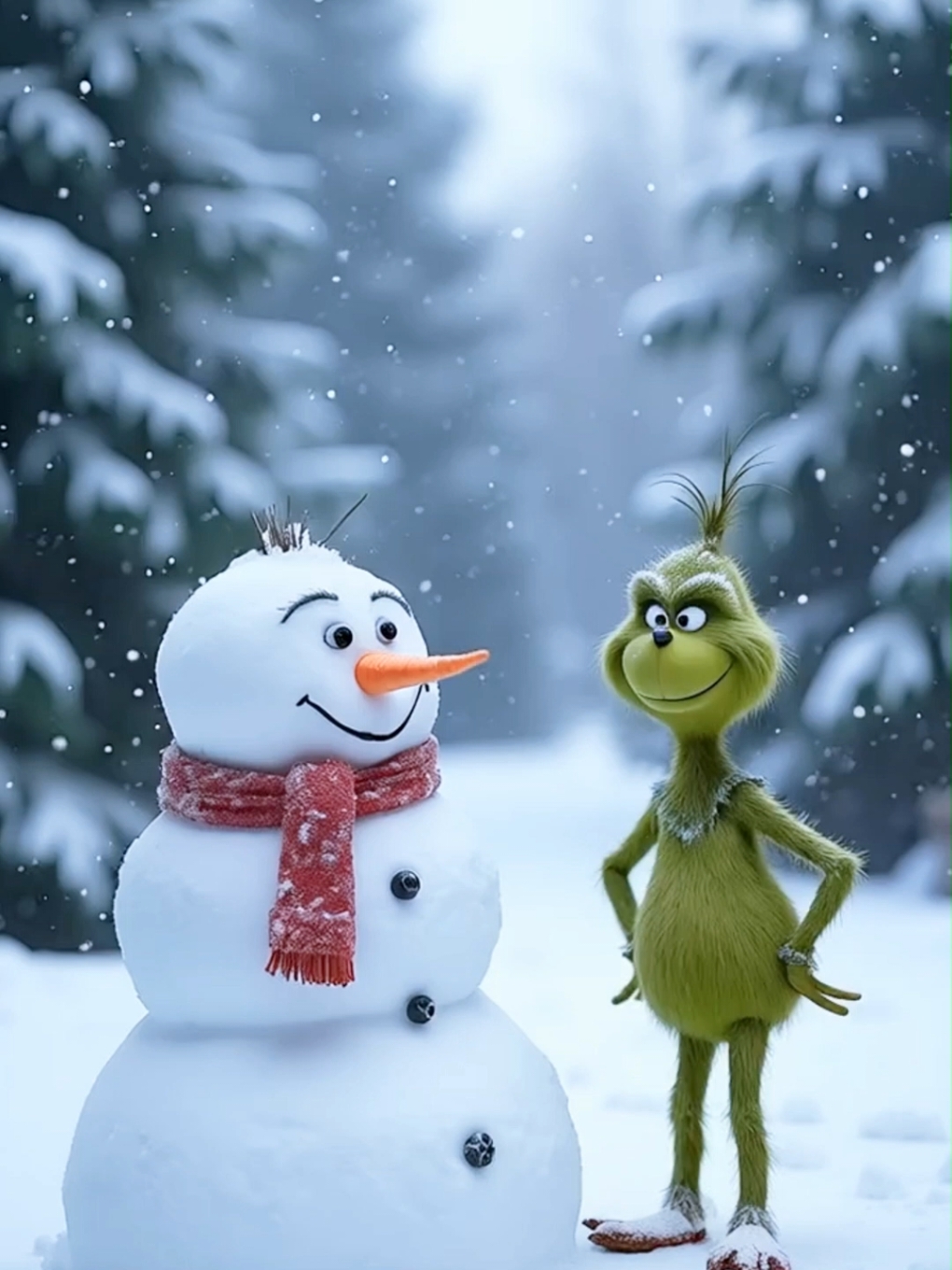 The Grinch dancing with a snowman #cute #grinch #christmas #merrychristmas #xmas #christmastree #festivefun #winter #christmasmagic #viralvideos #fyp #mustwatch #ai #grinchtiktok 