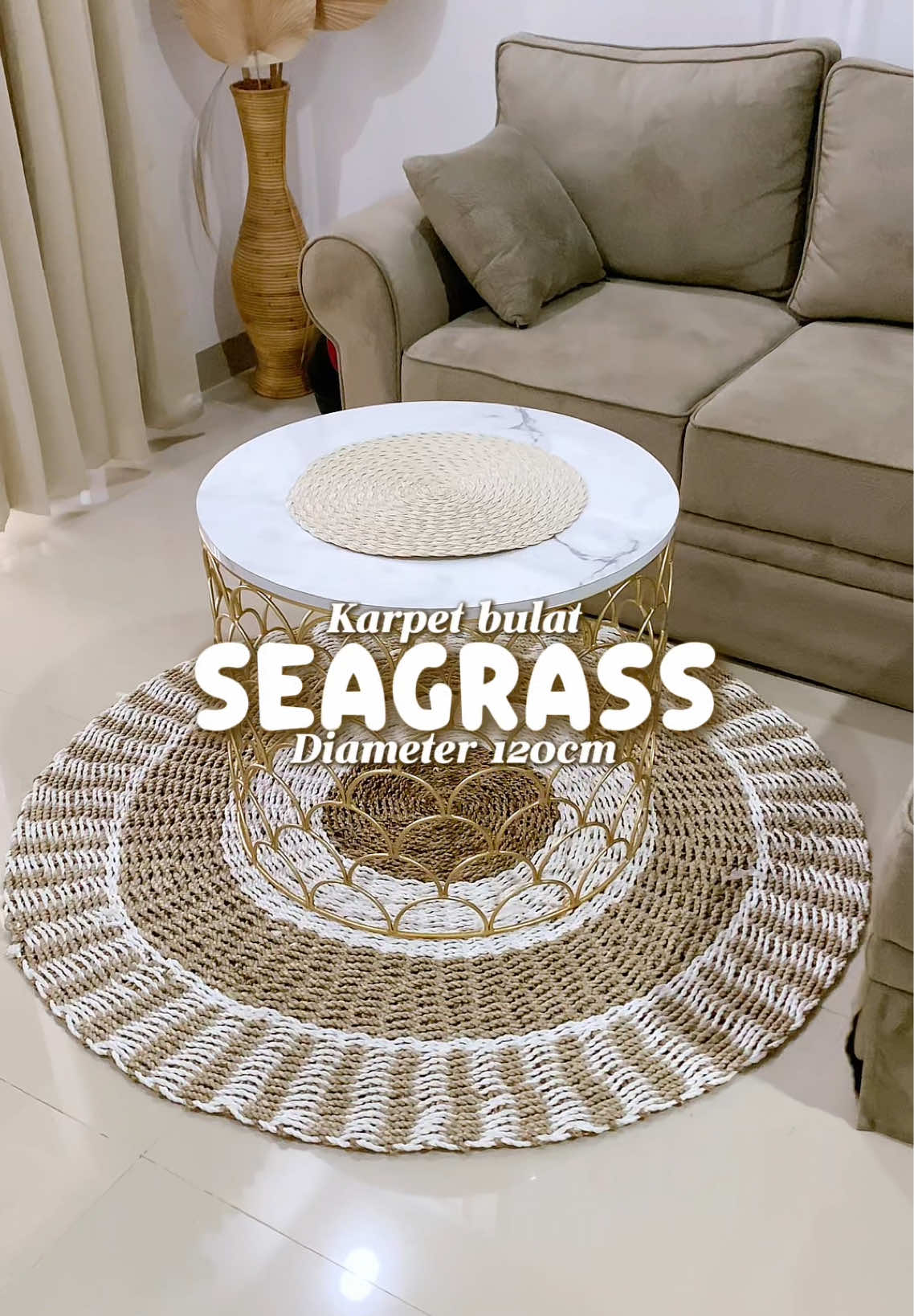 Karpet anyam seagrass… cantik dan estetik…. Cocok untuk ruang tamu ataupun teras #karpetbulat #karpetaesthetic #karpetanyaman #karpetseagrass 