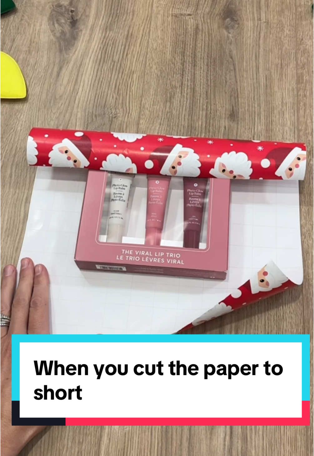 Reminder: When you cut the wrapping paper too short (we’ve all been there), don’t toss the paper—or worse, cut a strip to tape over the exposed gift 🤭🫣 Instead, turn the item diagonally, and you’ll suddenly have enough paper to wrap it! #wrappinggifts #beeandbloomswraps #wrappinghacks #giftwrappinghacks 