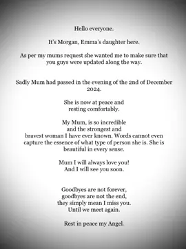 Rest in peace you beautiful soul 🤍🪽#emma #restinpeaceangel #mum #forever #Love #beauty #angel #fyp #cancersucks @Morgan 