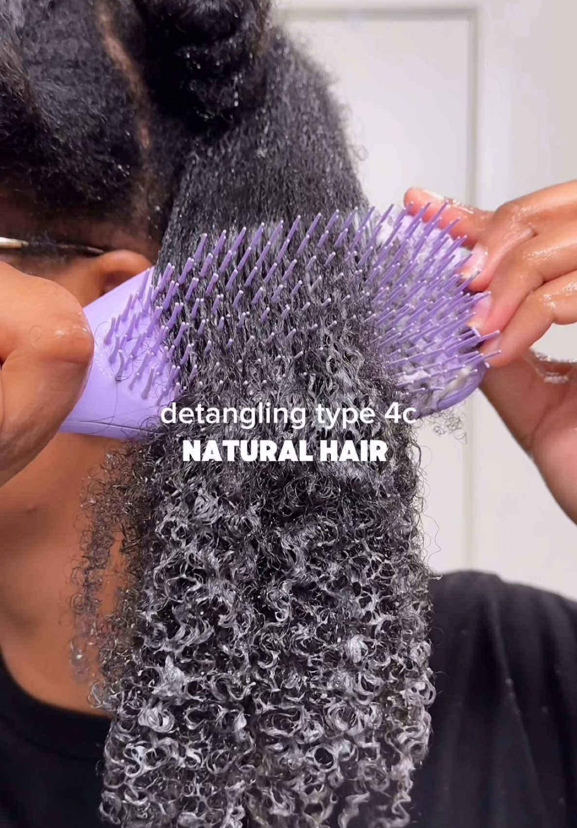 How to easily detangle your 4c hair with no pain and tension to your scalp! 🤎✨ PRODUCTS USED  - @African Pride Pre-poo - @Tangle Teezer Brush - @Unbrush Brush #naturalhair #4chair #4chairtiktok #4chairwashday #tangleteezer #unbrushreview #fyp #detangle4chair #lowporosityhair #thickhair 