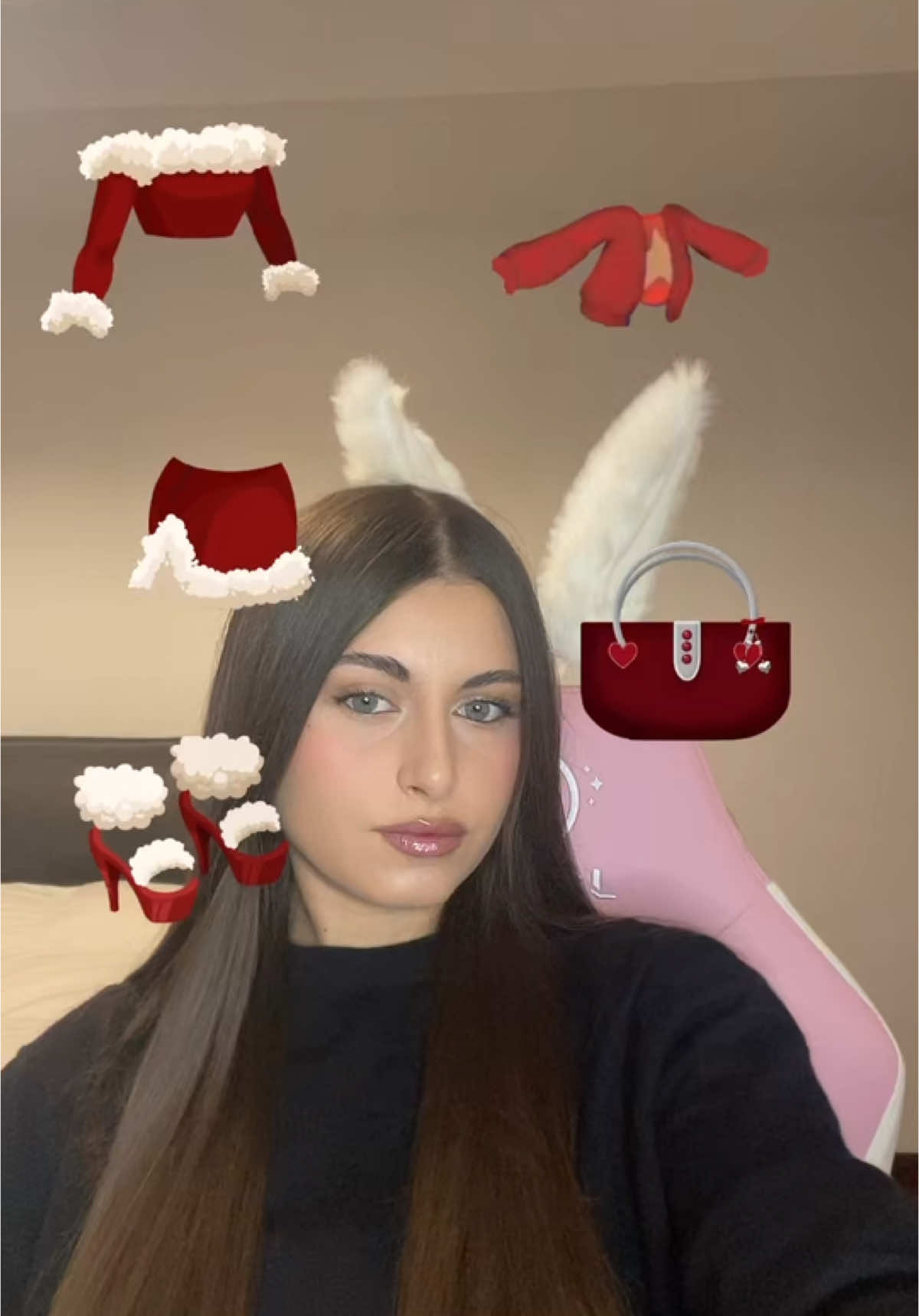 Christmas outfit filter 🌲❄️🎅🏽 #christmas #outfit #filter #top #pants #shoe #heels #jacket #furcoat #bags #purse #december #holiday #christmasoutfit #santaclaus #chooseyouroutfit #picker #effect #styleinspo 