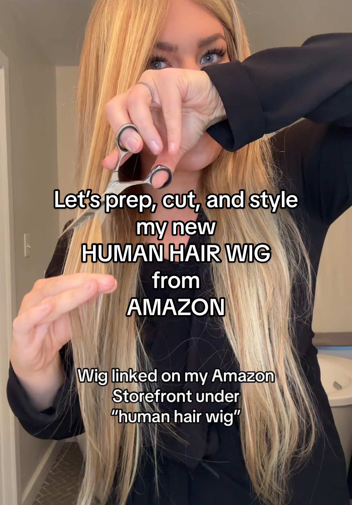 Here’s how I got ny new human hair wig frim Amazon ready to wear! #wig #wigtok #wiginfluencer #hairlossjourney #microinfluencer #alternativehair #amazonwig #over40 #thinhair #wigstyling #hairtutorial #wigcustomization 
