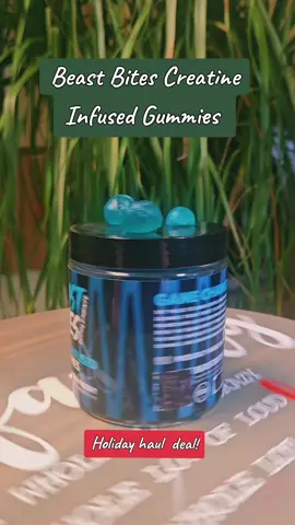 Beast Bites Creatine Infused Gummies. 120 gummies, 30 servings, 5 grams of Creatine per serving. many flavors to choose from. #creatine #creatinegummies #holidayhaul #workoutsupplements #blueraspberry 
