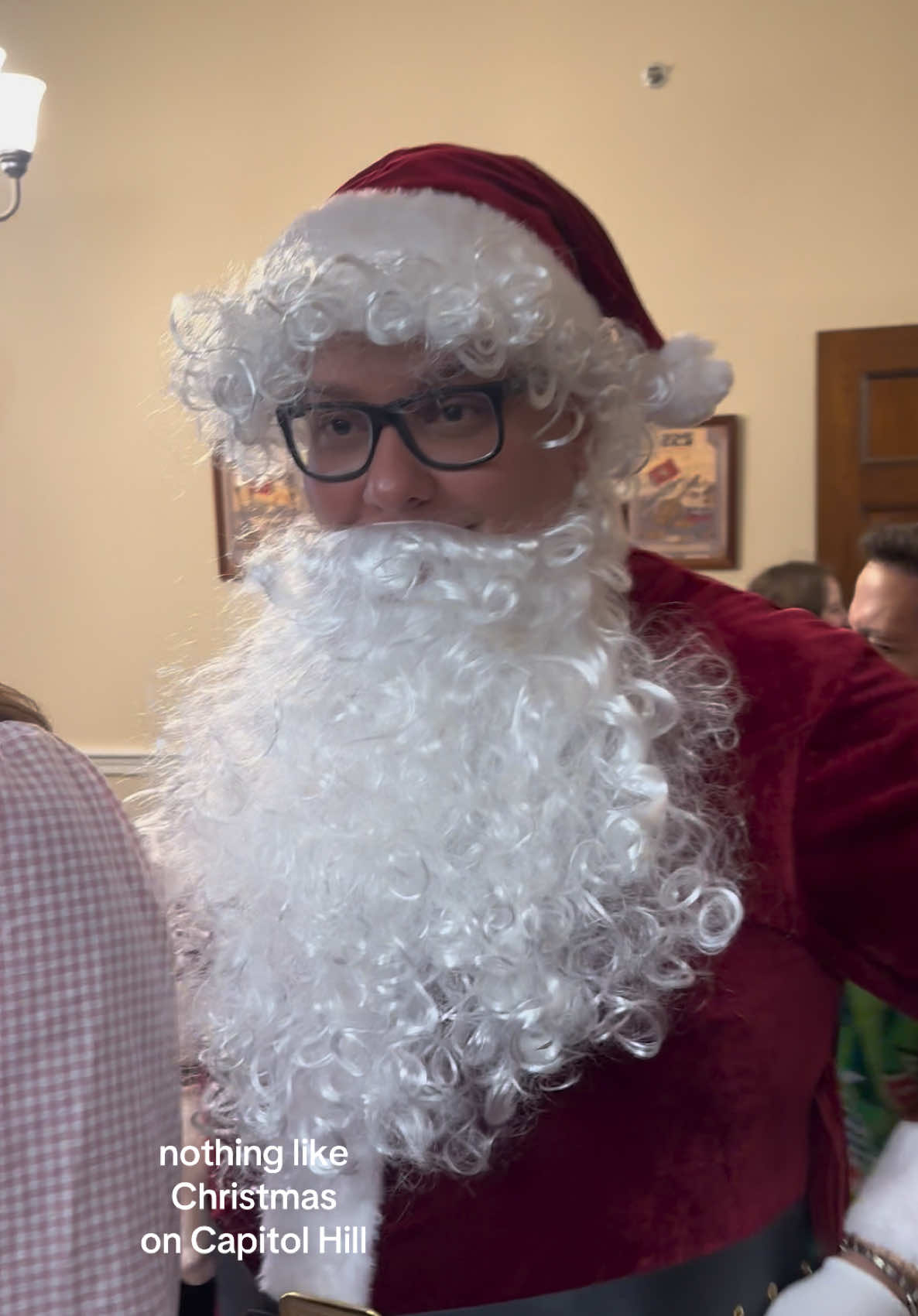 Rep. Burchett’s Christmas party with lots of special guests but very notably George Santos Clause and the Speaker !!! #capitolhill #congressreporter #washingtondc #christmas 