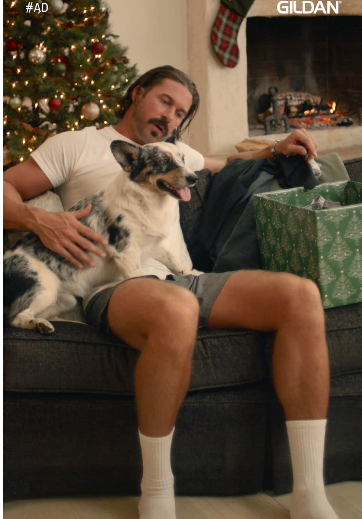 #ad Carl is a dog of many talents. Thanks for the @Gildan gifts. Happy holidays, y’all. #gildanxrileygreen #gildan