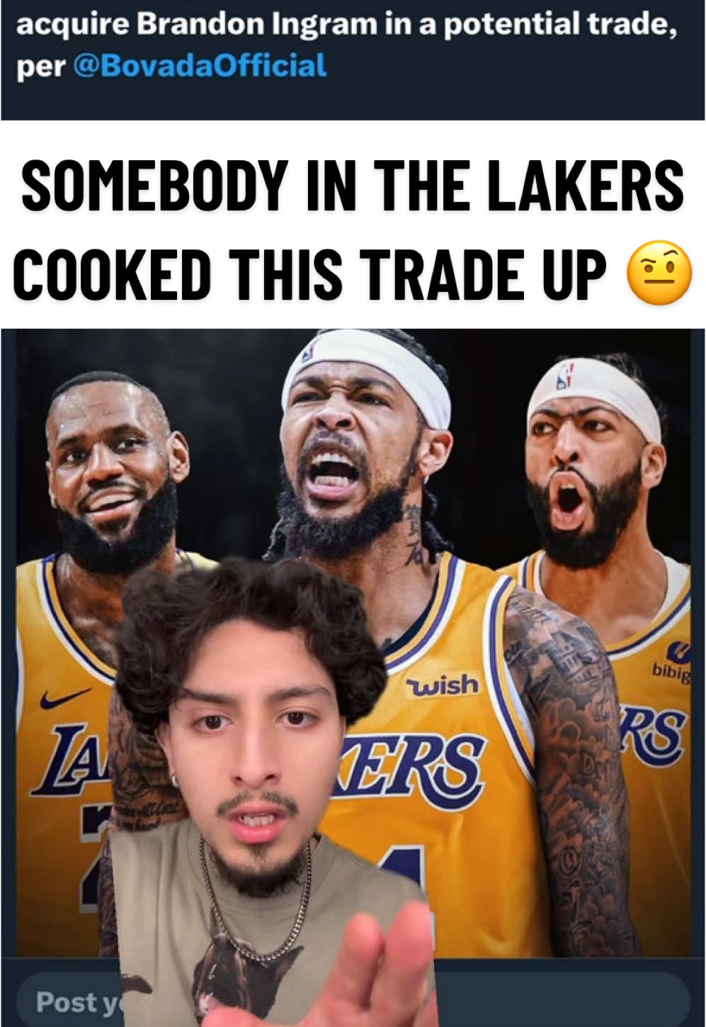 Brandon Ingram Lakers return 🤨 WHO COOKED THIS???#greenscreen #lakers  #ingram #brandoningram #brandoningram14 #pelicans #losangeleslakers #lakeshow #neworleanspelicans #NBA #pelicansnba #zion #lebron #nbatrade #lakersfan #dlo #zionwilliamson #nbatiktok #austinreaves #nbatok #lbj 