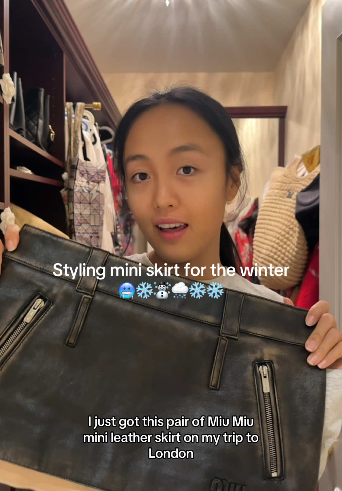 Im determined to wear mini skirts THIS WINTER while staying warm #winteroutfit #miniskirt #miumiu #styleinspo #whatidwear #sweaterweather #outfitinspo #leatherskirt #fyp 