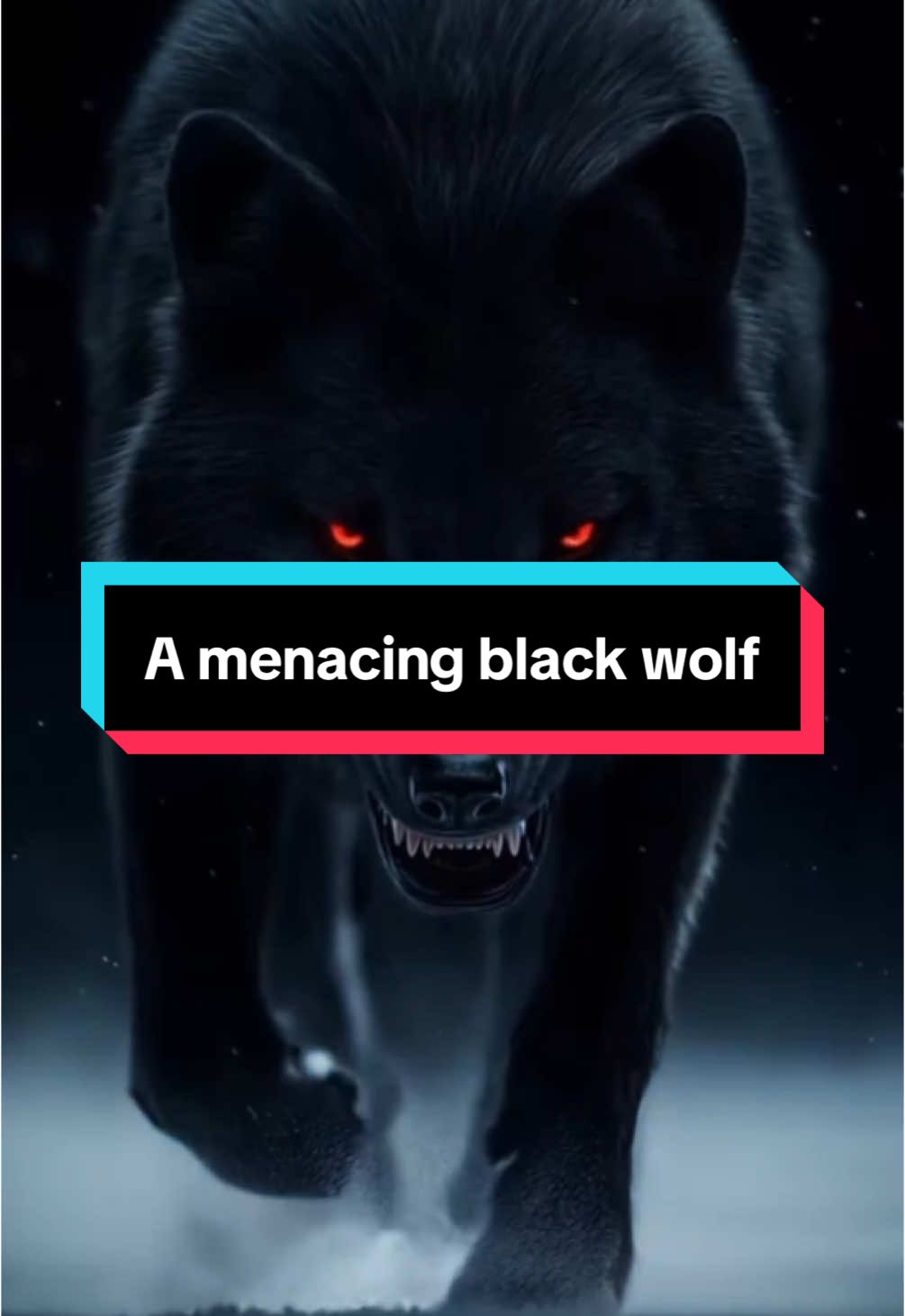 A menacing black wolf with glowing red eyes and sharp teeth, walking forward with an intense, predatory stance. Its dark fur blends into the shadowy background, while the ground beneath it is covered in snow or mist, adding to its ominous presence. #aiartcommunity #livewallpapers #emilylands #emilysland #emilys_lands #FairytaleVibes #aiart #FantasyAesthetic #Kingdom #Dreams #SunsetMagic  #AIContentCreation #DigitalArt #Dreams #Whimsical #Worlds #Princess #Goals #FantasyLovers  #aiphoto #livephotos #capcutvelocity #capcut_edit #creativeai #capcut #capcuttemplate #capcutedit #capcuttiktok #capcut_edit #template #templatecapcut #capcuttoptemplate #creatorsearchinsights 