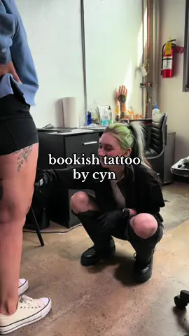 Loving all of the bookish tattoos Cyn has been doing lately! She does an amazing job of customizing each one to fit her clients. @Cyn  #utahtattooartist #utahtattooshop #tattok #tattootiktok #tattooartist #booktattoo #bookishtattoo #womentattooartist #womentattooers #finelinetattooing 