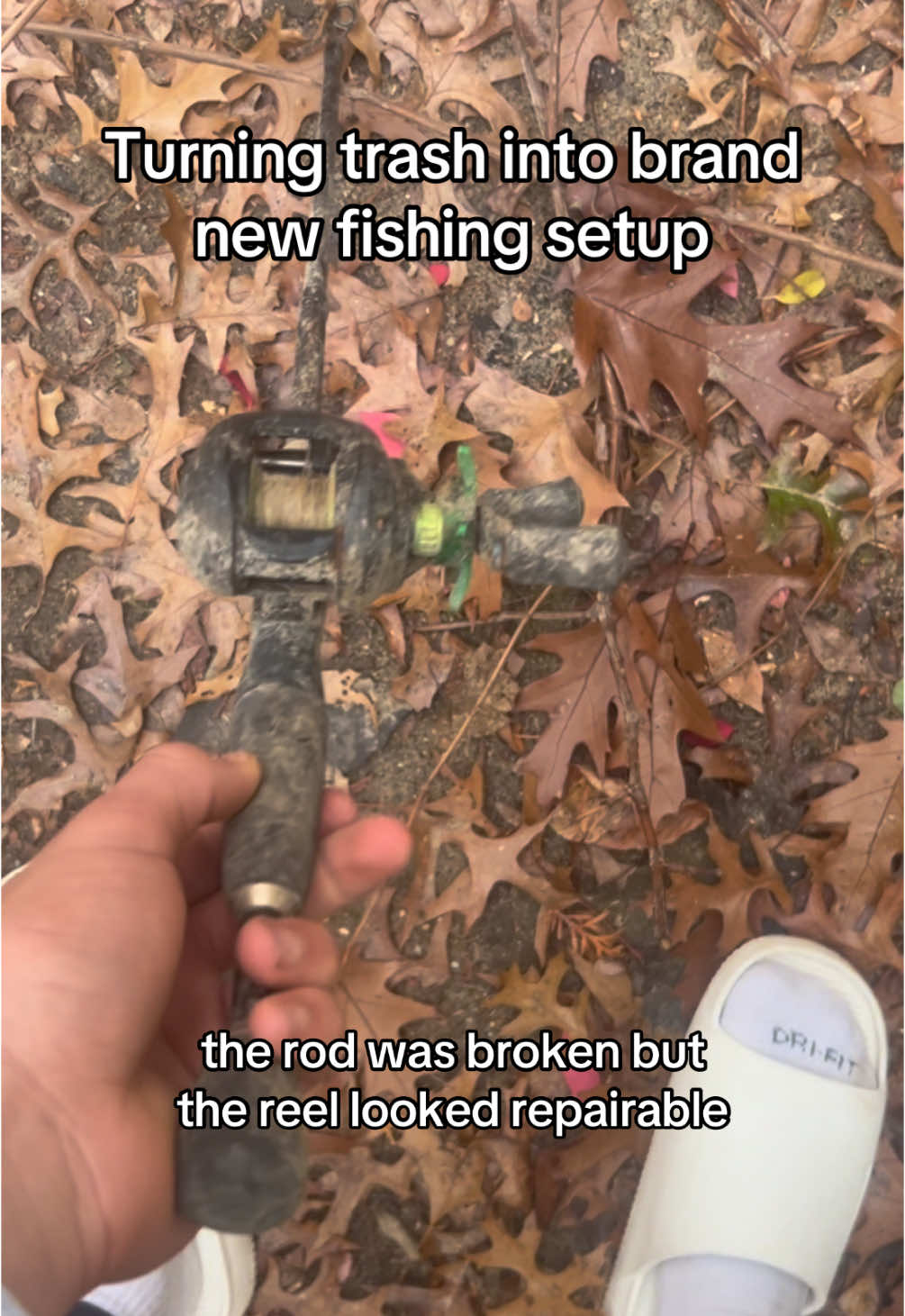 We always find trashed rods and reels while fishing, this is first of repairing a setup to catch a fish on it 