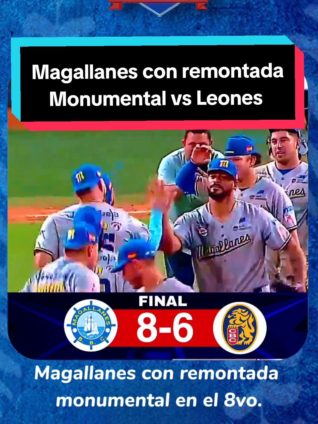 REMONTADA MAGALLANERA      Los Navegantes del Magallanes rompieron el blanqueo en el octavo inning con un rally de 8 carreras para vencer a los Leones del Caracas 8x6.  El Bullpen de los melenudos se desplomó.  #leonesbbc #caracasmagallanes #leonesdelcaracas #navegantesdelmagallanes #pastvdeportes #grandslam #remontadamagallanera  📺Cortesía Televen 