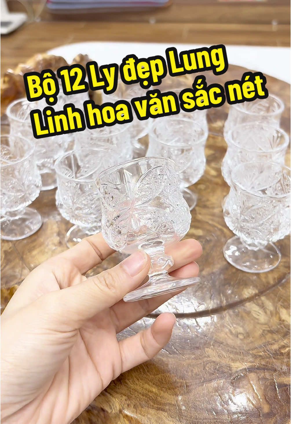 Bộ 12 Ly đẹp Lung Linh hoa văn sắc nét giá chưa đến 100k #ly #lythuytinh #lyphale #giadung #muataitiktok #muataitiktokshop #loan_xjnh 