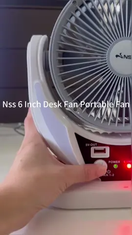 NSS 6 Inch Desk Fan Portable Fan With LED Light Angle Adjustable USB Rechargeable Electric Desk Fan