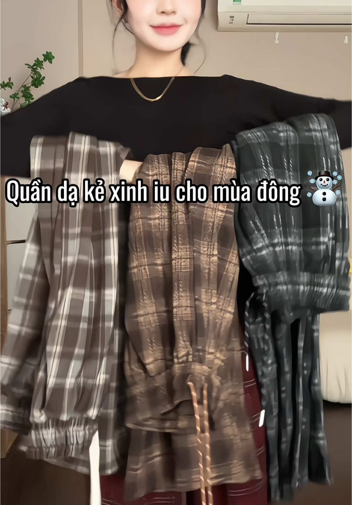 Quần Suông Nữ chất dạ mềm kẻ caro #quansuong #quansuongongrong #quankecaro #outfit #phoidoxinh 