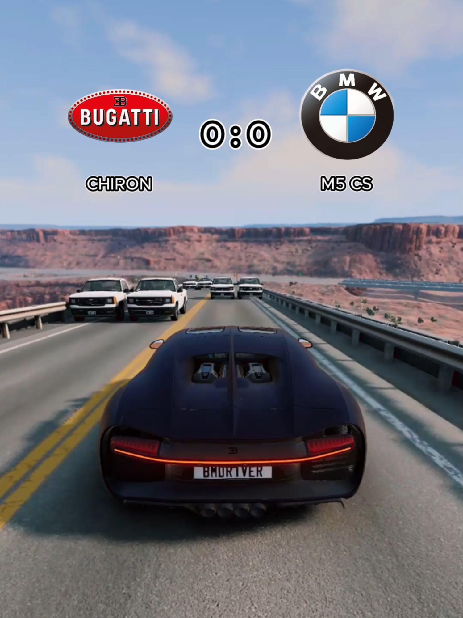 BUGATTI CHIRON VS BMW M5 CS #beamng #m5 #bugattichiron #usa🇺🇸 #fyp