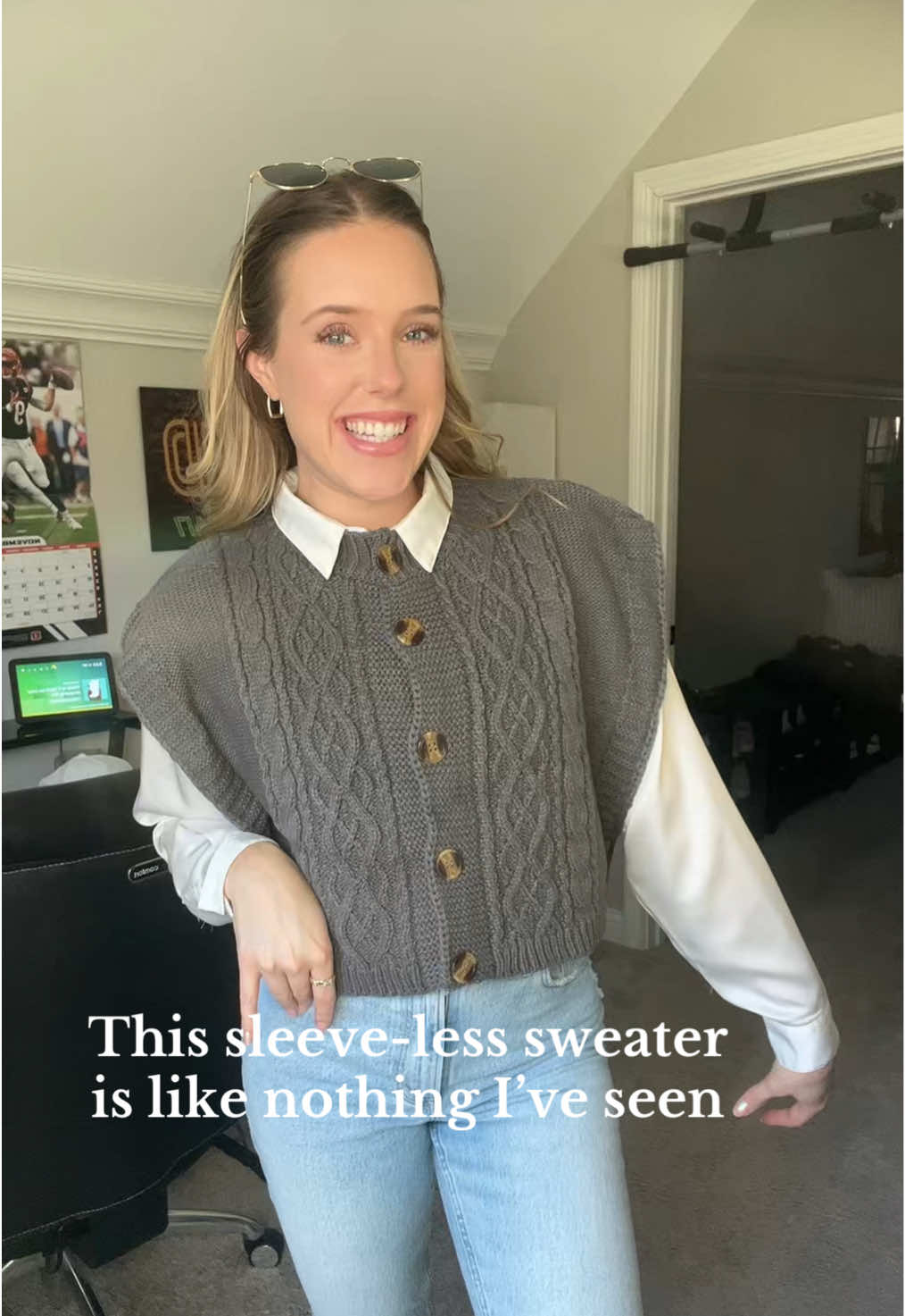 Ive never seen something like this it gives ~classy~ vibes #sweater #sleevelessshirt #sleevelesssweater #cableknitsweater #winterfashion #newyearnewaura #tiktokshopholidayhaul 