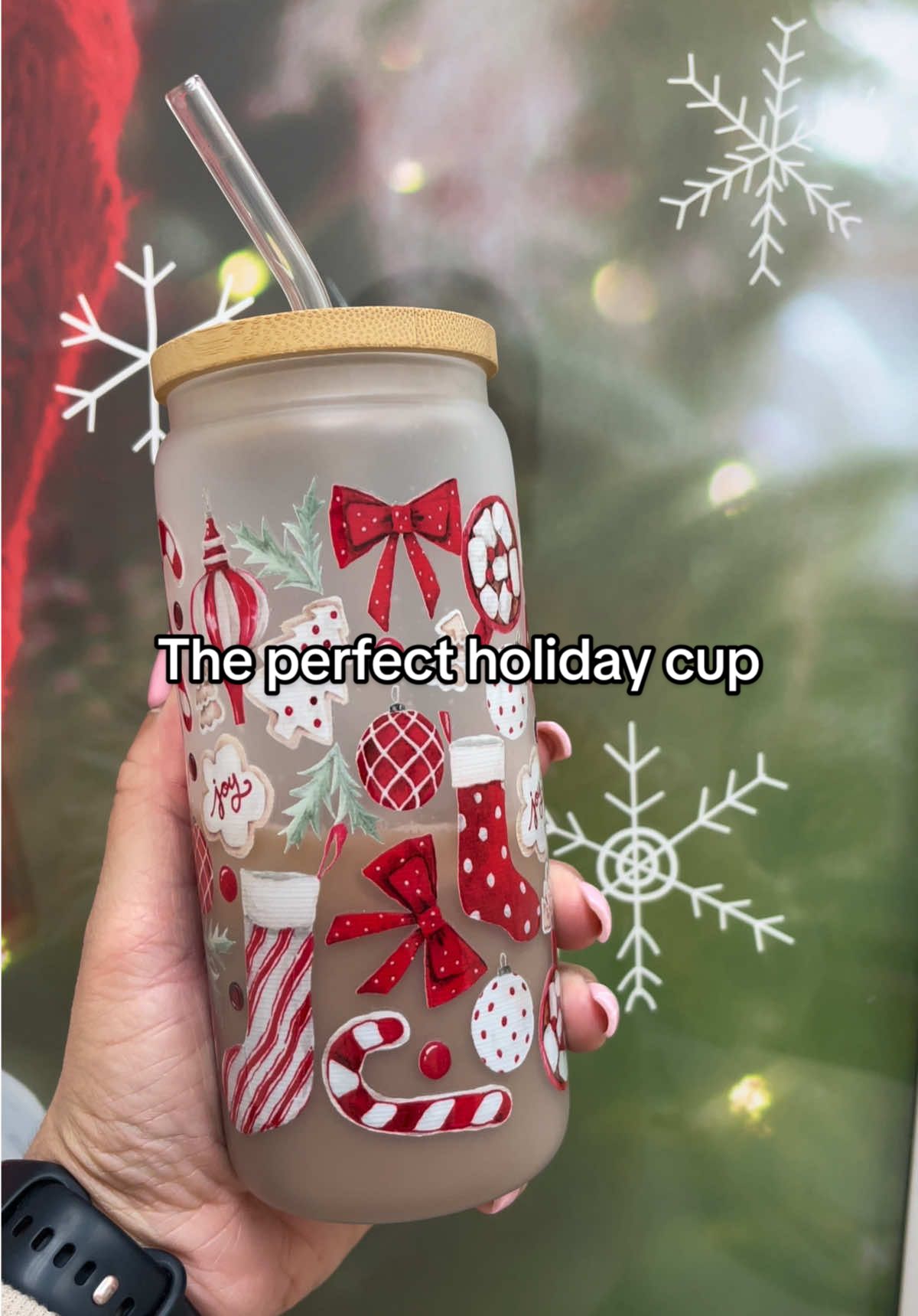 Ah, this holiday cup is perfect for my iced coffee!! Grab yours now ❄️❤️ #holidaycup #icedcoffee #glasscup #glasscups #coffee #coffeetiktok #holidayvibes #sipsip #sipsiphooray 