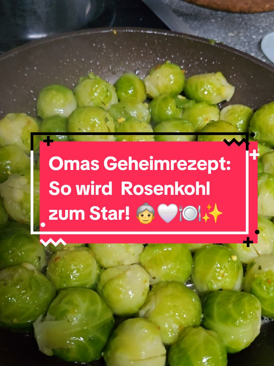 In diesem Video teilt Oma ihr Lieblingsrezept für Rosenkohl, das sogar Rosenkohl-Muffel begeistert!  Perfekt als Beilage. Probiert es aus und lasst uns wissen, wie es euch geschmeckt hat! ❤️ Magst du Rosenkohl? Rosenkohl:  welke Blätter entfernen. Den Strunk kreuzweise einschneiden und den Rosenkohl waschen. 6 - 8 Minuten in Salzwasser kochen. Am besten dabei stehen bleiben, damit der Rosenkohl nicht zu matschig wird.  Wasser abschütten.  Zwei große EL Butter in einer Pfanne auslassen.  2 EL Zucker hinzu und karamellisieren lassen. Rosenkohl hinzugeben und mit Brühe bestreuen. 2 Minuten in der Pfanne leicht rösten. Fertig! 😍 . . . . . #oma #omaundvanessa #rosenkohl #trick #rezept #familie #ruhrgebiet #essen #beilage #gemüse #einfach #foryoupage❤️❤️ #viral_video #kochen #lecker #deutsche #küche #inspiration #probieren 